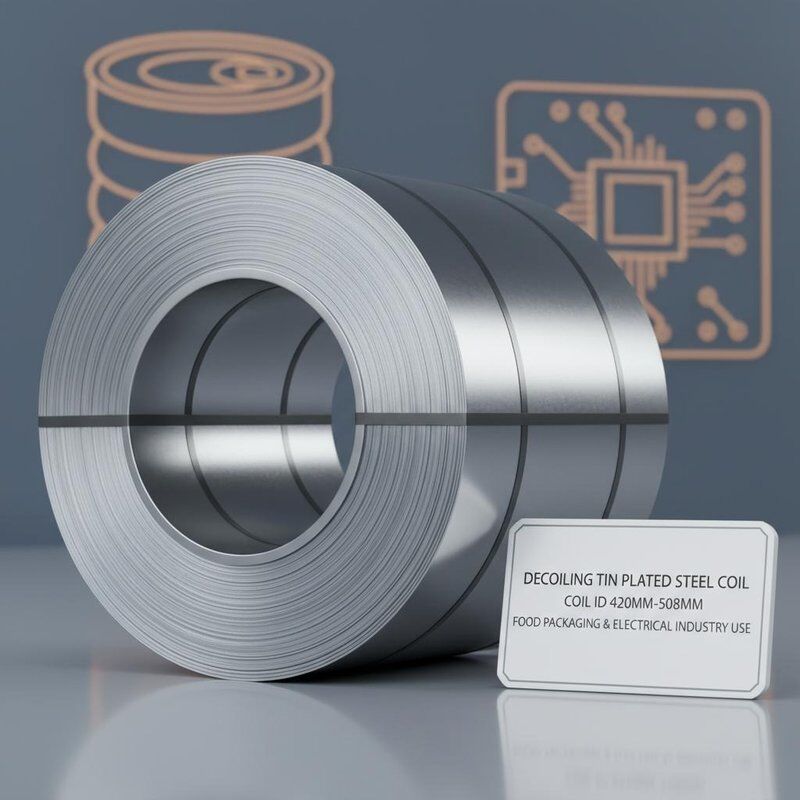 Desenrollado de bobina de acero estañado con diámetros de bobina de 420 mm y 508 mm, utilizado en aplicaciones de envasado de alimentos e industria eléctrica