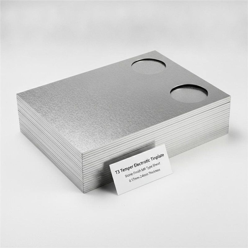 Hoja tipo MR con acabado de piedra de hojalata electrolítica, temperamento T3, para tapa redonda de cierre de latas de comida, espesor de 0,17mm-0,24mm